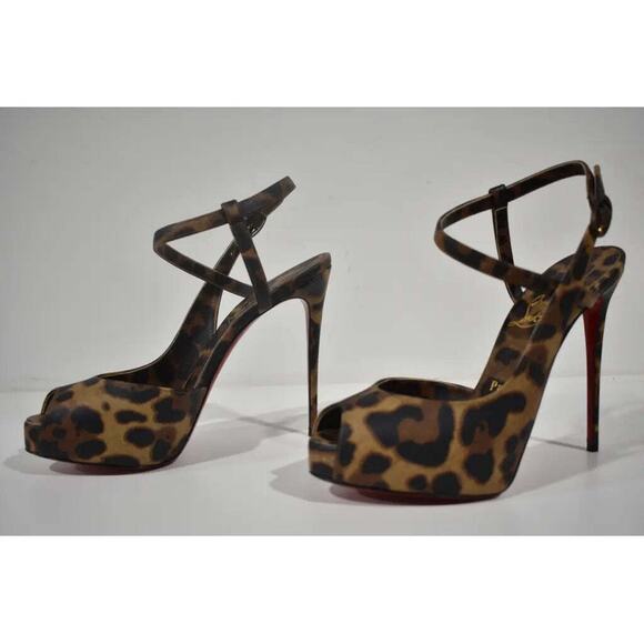 Christian Louboutin Jenlove Alta 120 Brown Strap Platform Sandal Heel Pump 39.5 - Picture 10 of 12